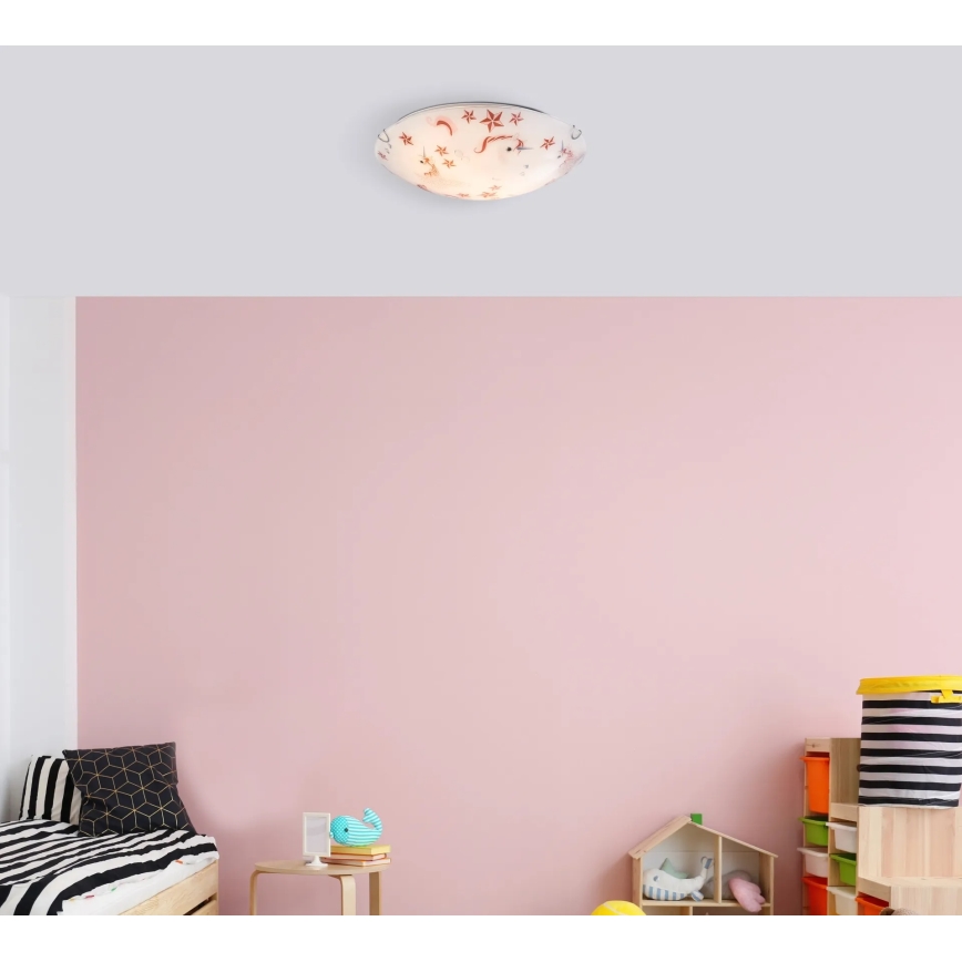 Globo - Taklampa för barn 2xE27ILLU/60W/230V Ø 40 cm enhörning