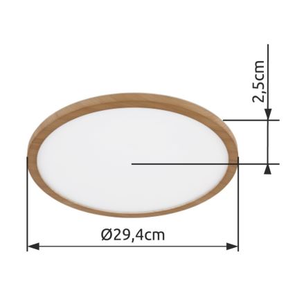 Globo - LED ljusreglerad taklampa till badrum LED/18W/230V diameter 29,4 cm IP44 brun