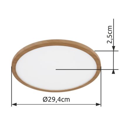 Globo - LED ljusreglerad taklampa till badrum LED/18W/230V diameter 29,4 cm IP44 brun