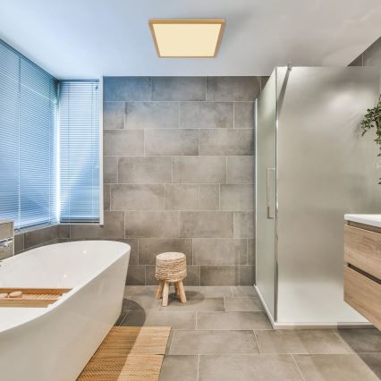 Globo - LED ljusreglerad taklampa till badrum LED/18W/230V 3000K IP44 29,4x29,4 cm mässing