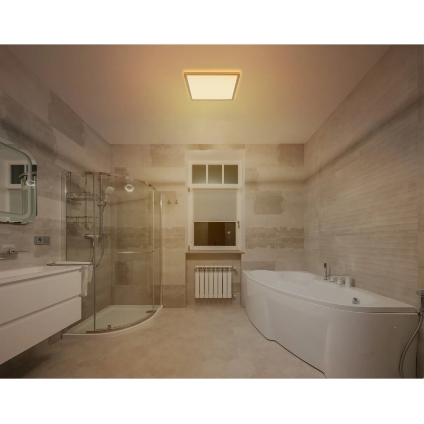 Globo - LED ljusreglerad taklampa till badrum LED/18W/230V 3000K IP44 29,4x29,4 cm mässing