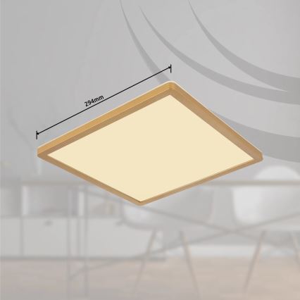 Globo - LED ljusreglerad taklampa till badrum LED/18W/230V 3000K IP44 29,4x29,4 cm mässing