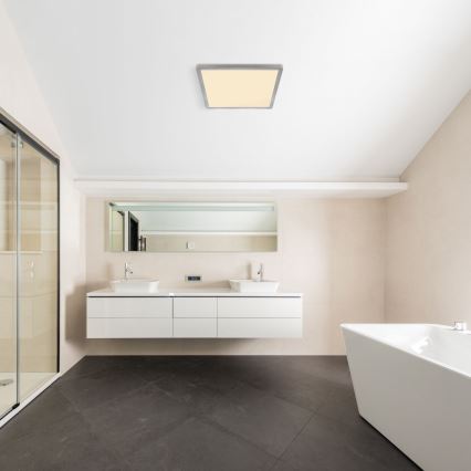 Globo - LED ljusreglerad taklampa till badrum LED/18W/230V 29,4x29,4 cm IP44 matt krom