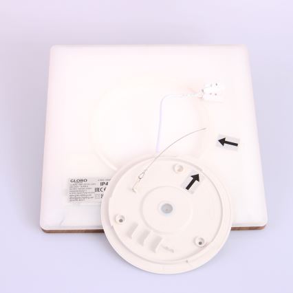 Globo - LED ljusreglerad taklampa till badrum LED/18W/230V 29,4x29,4 cm IP44 brun