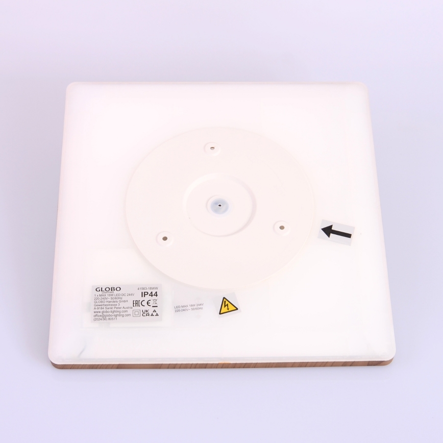 Globo - LED ljusreglerad taklampa till badrum LED/18W/230V 29,4x29,4 cm IP44 brun