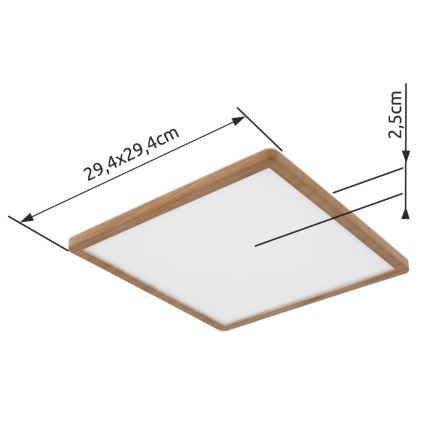 Globo - LED ljusreglerad taklampa till badrum LED/18W/230V 29,4x29,4 cm IP44 brun