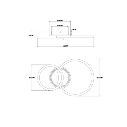 Globo - LED Taklampa LED/30W/230V 2700/4500/6500K Ø 33x50 cm svart