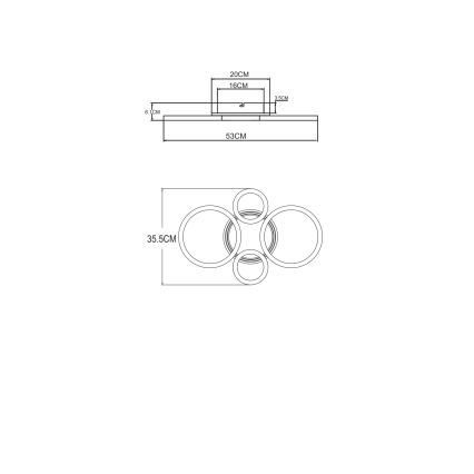 Globo - LED-taklampa LED/40W/230V 2700/4500/6500K Ø 35,5x53 cm mässing