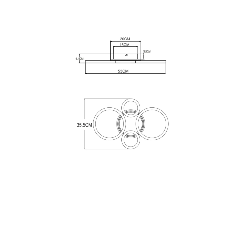Globo - LED-taklampa LED/40W/230V 2700/4500/6500K Ø 35,5x53 cm mässing