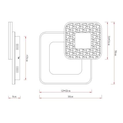 Globo - Dimbar LED-taklampa 48W/230V 2700-6000K 50x50 cm + fjärrkontroll