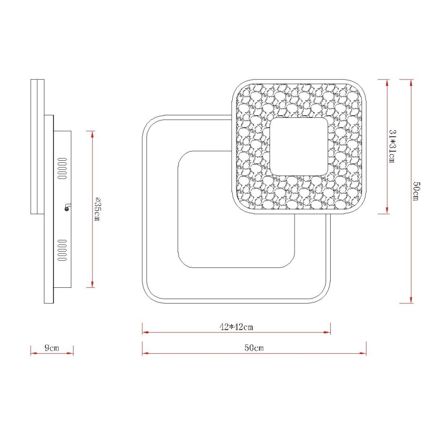 Globo - Dimbar LED-taklampa 48W/230V 2700-6000K 50x50 cm + fjärrkontroll