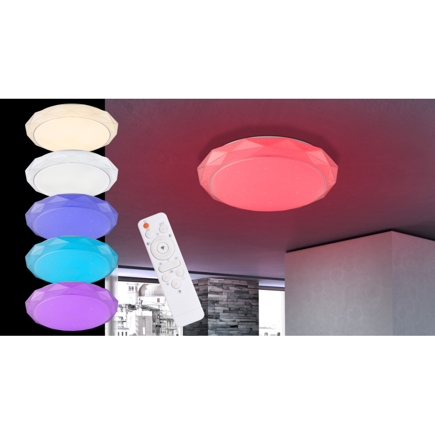 Globo - RGBW Dimbar taklampa LED/48W/230V+LED/10W/230V 3000-6500K + fjärrkontroll