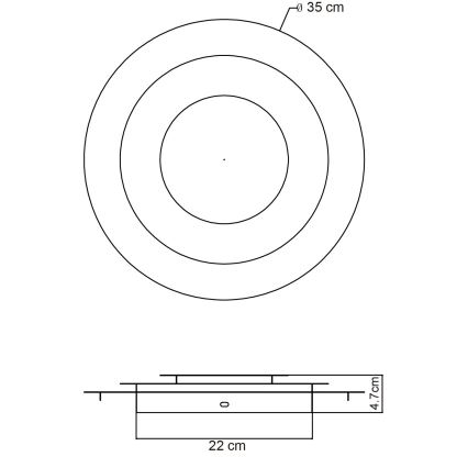 Globo - LED-taklampa 24 W/230 V, 3000 K, Ø 35 cm, guldig