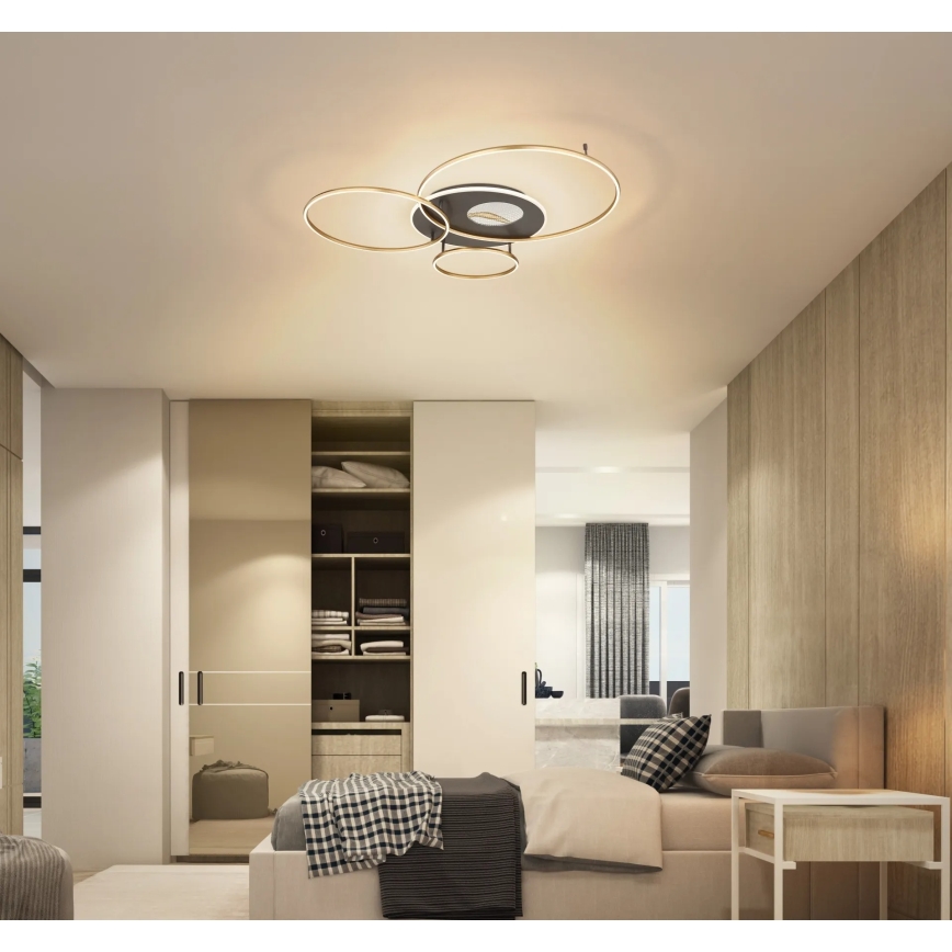 Globo - Dimbart LED-takarmatur LED/54W/230V 2700-6500K 90x70 cm antracit/guld + fjärrkontroll