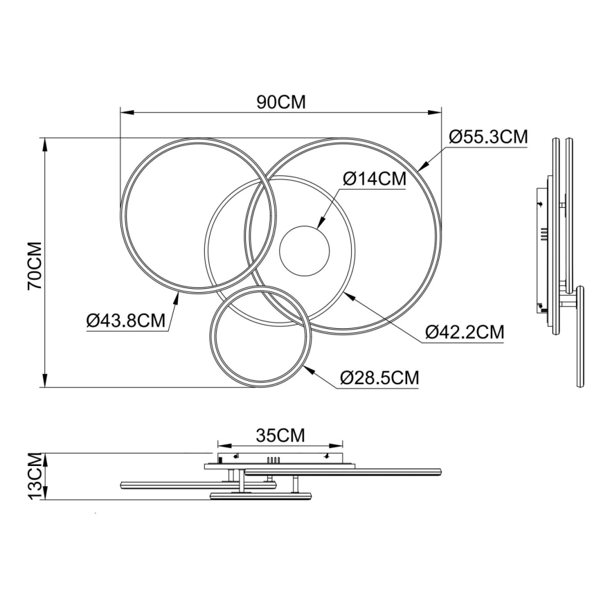 Globo - Dimmbar LED-taklampa LED/54W/230V 2700-6500K 90x70 cm silver + fjärrkontroll