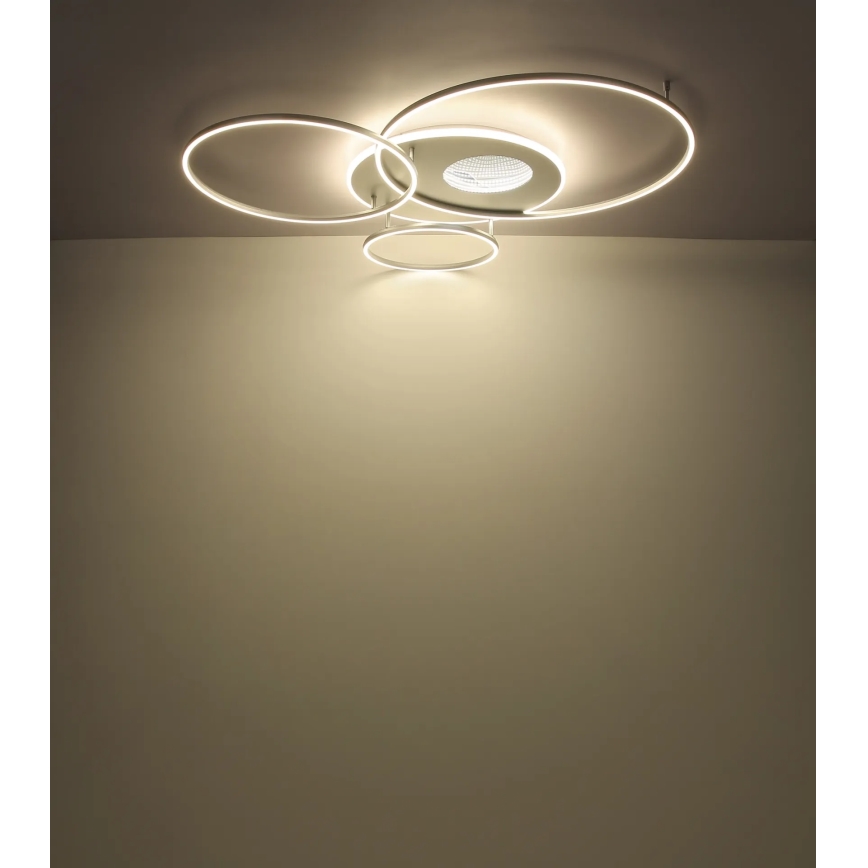 Globo – dimbar LED-taklampa, 70 W, 230 V, 2700–6500 K, Tuya-kompatibel Wi‑Fi, mattkrom, med fjärrkontroll