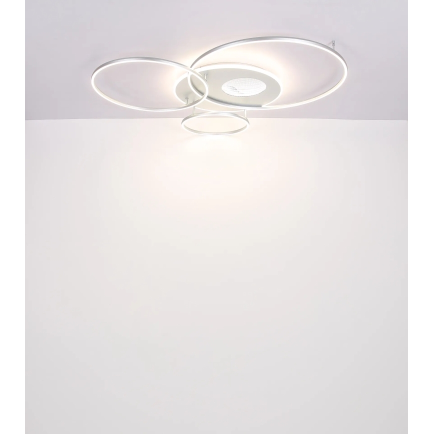 Globo – dimbar LED-taklampa, 70 W, 230 V, 2700–6500 K, Tuya-kompatibel Wi‑Fi, mattkrom, med fjärrkontroll