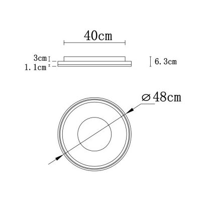 Globo - LED dimbar taklampa LED/48W/230V 2700-6000K Ø 48 cm + fjärrkontroll