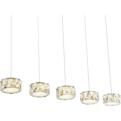 Globo - LED ljuskrona med textilsladd LED/52W/230V 4000K skinande krom/genomskinlig