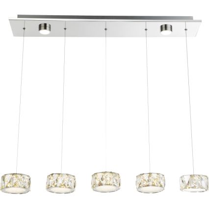 Globo - LED ljuskrona med textilsladd LED/52W/230V 4000K skinande krom/genomskinlig