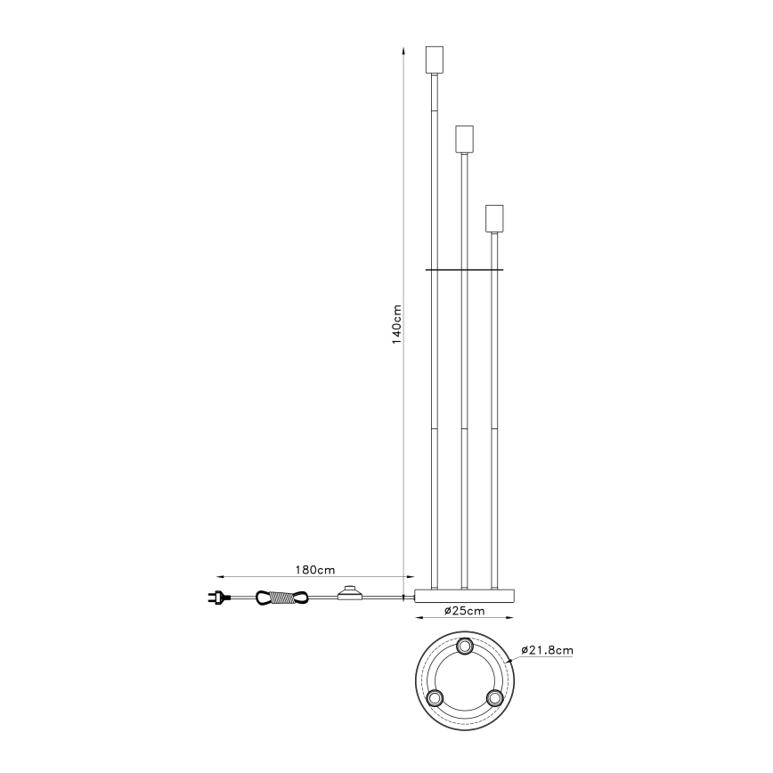 Globo 54008-3S - Golvlampa MARTHA 3xE27/60W/230V