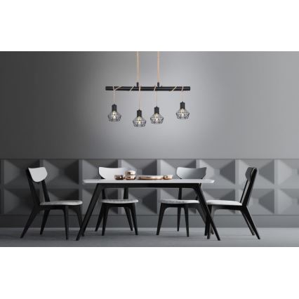 Globo 54017-4H - Ljuskrona med snöre PRISKA 4xE27/60W/230V