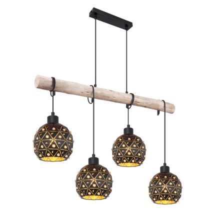 Globo 54029-4H - Pendellampa på vajer JODIE 4xE27/40W/230V beige/svart