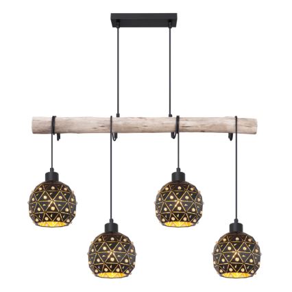 Globo 54029-4H - Pendellampa på vajer JODIE 4xE27/40W/230V beige/svart