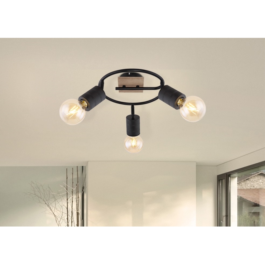 Globo - Spotlight 3xE27/60W/230V poplar