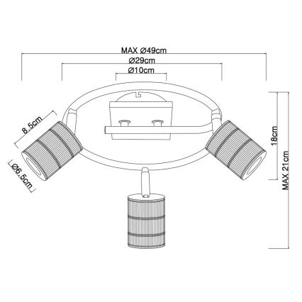 Globo - Spotlight 3xE27/60W/230V poplar
