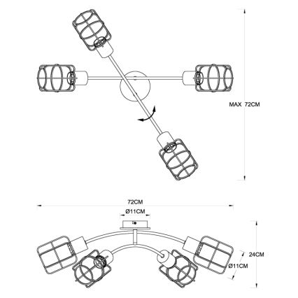 Globo - Ytmonterad taklampa 4xE27/40W/230V