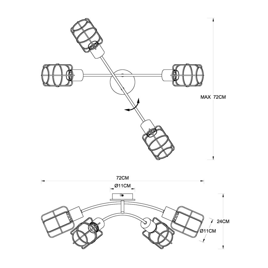 Globo - Ytmonterad taklampa 4xE27/40W/230V