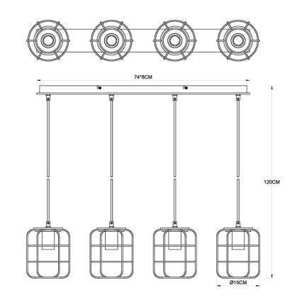 Globo - Hänglampa på vajer 4xE27/40W/230V