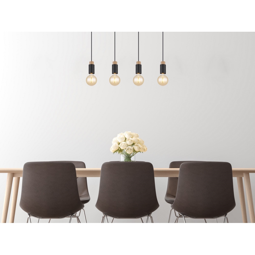 Globo - Ljuskrona med textilsladd 4xE27/40W/230V