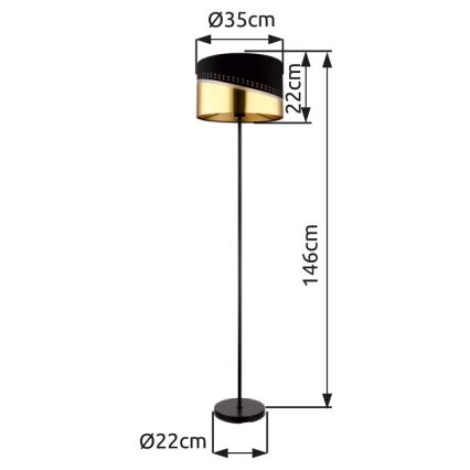 Globo - Golvlampa 1xE27/60W/230V diameter 35 cm svart/guld