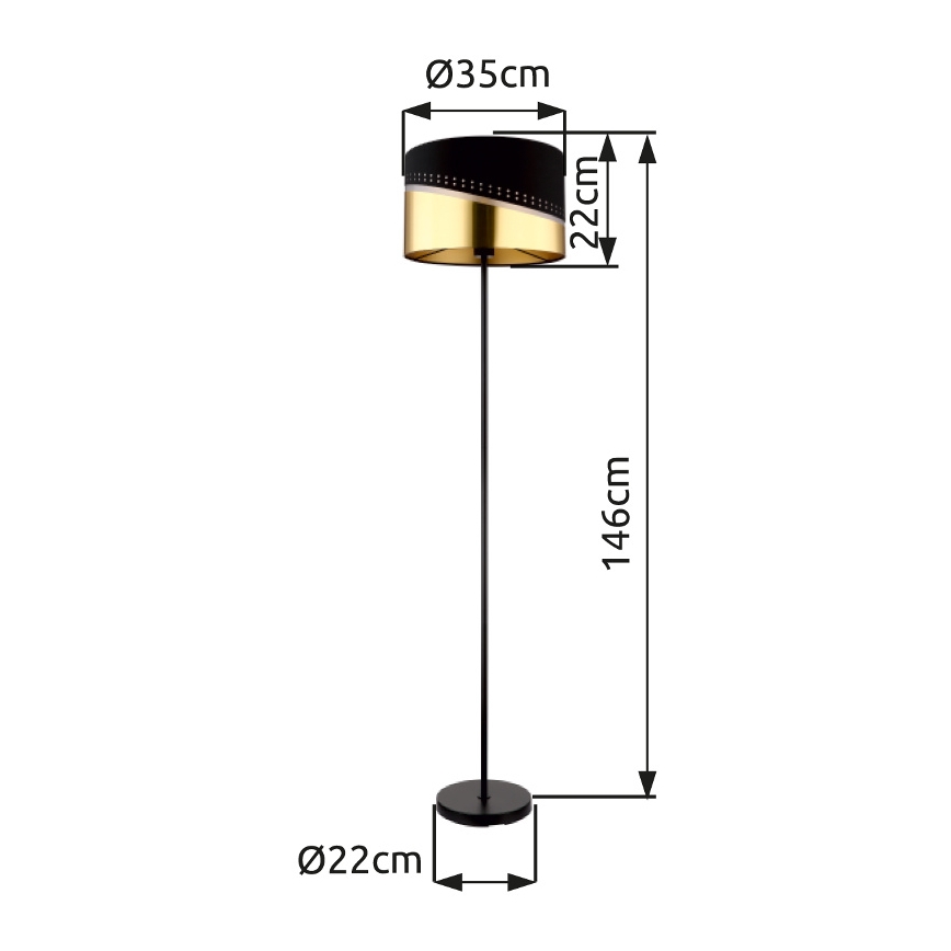 Globo - Golvlampa 1xE27/60W/230V diameter 35 cm svart/guld