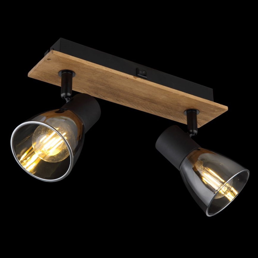 Globo - Väggspotlight 2xE14/40W/230V svart/trä
