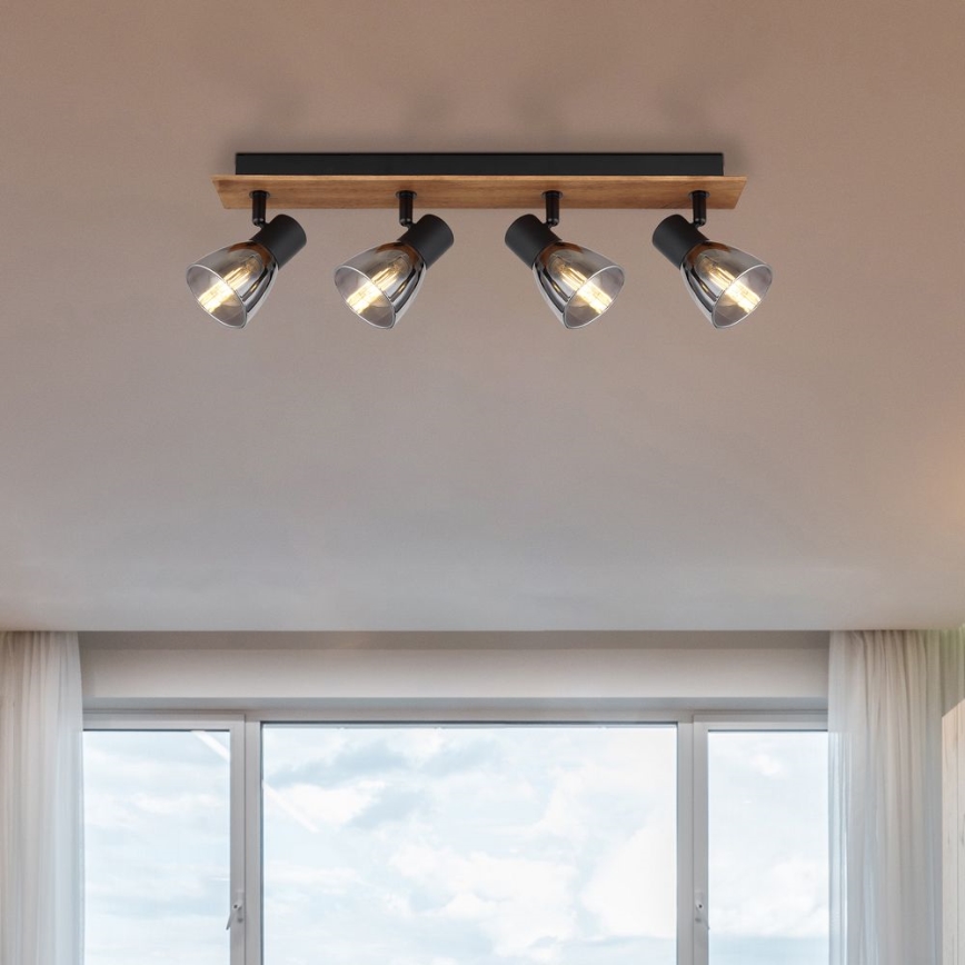 Globo - Spotlampa 4xE14/40W/230V svart/trä