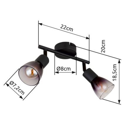 Globo - Spotlight 2xE14/25W/230V svart