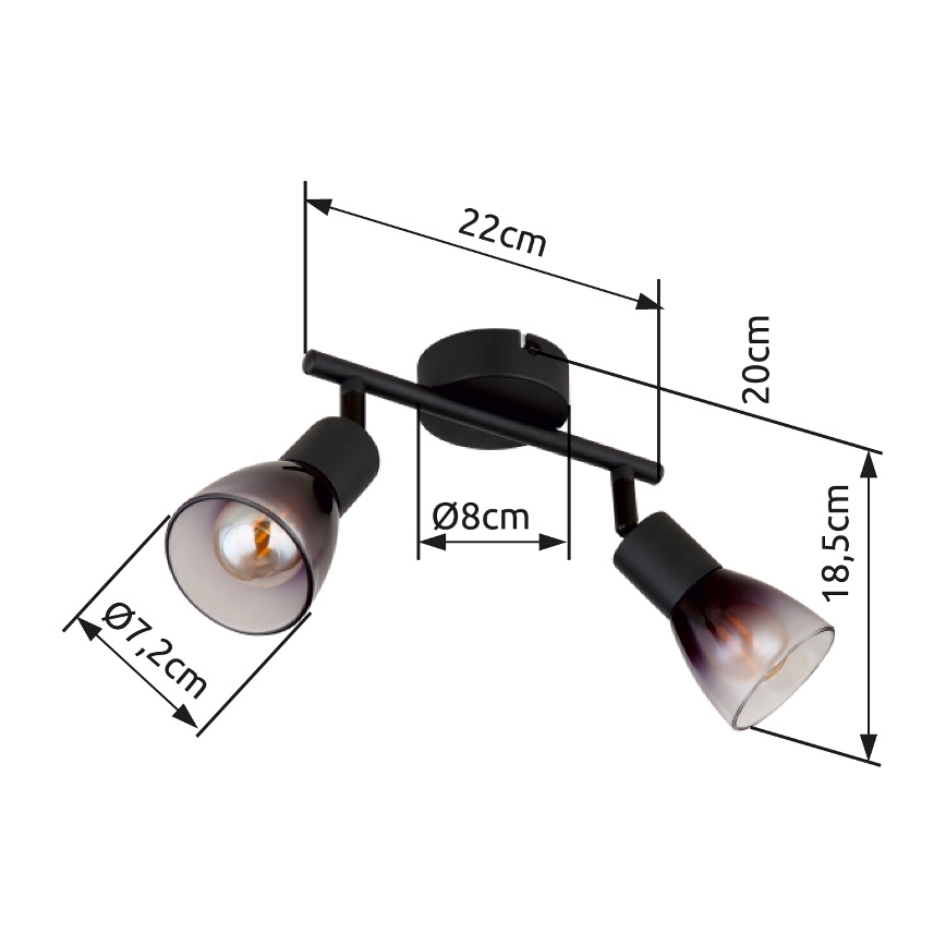 Globo - Spotlight 2xE14/25W/230V svart