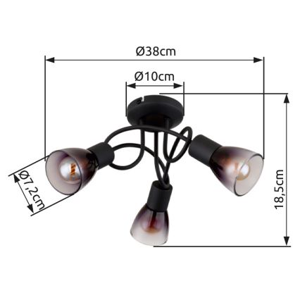 Globo - Ytmonterad ljuskrona 3xE14/25W/230V svart