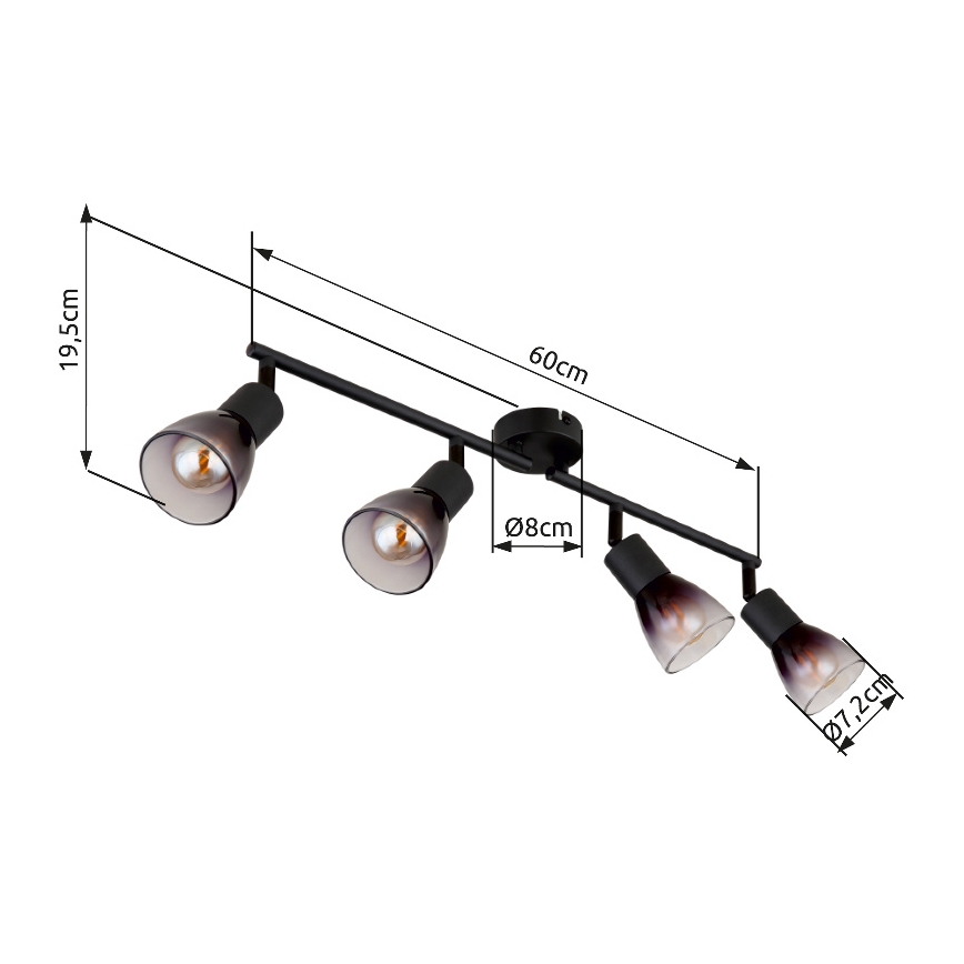 Globo - Spotlight 4xE14/25W/230V svart