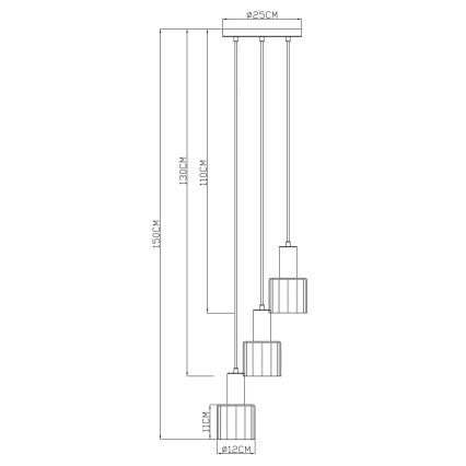 Globo - Pendellampa med vajer 3xE27/40W/230V