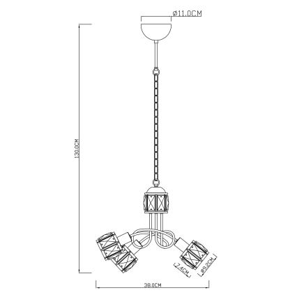 Globo - LED-krona på kedja 3xE14/40W/230V + LED/5W