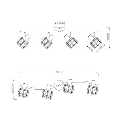 Globo 54357-4 - Spotlight INDIANA 4xE14/40W/230V