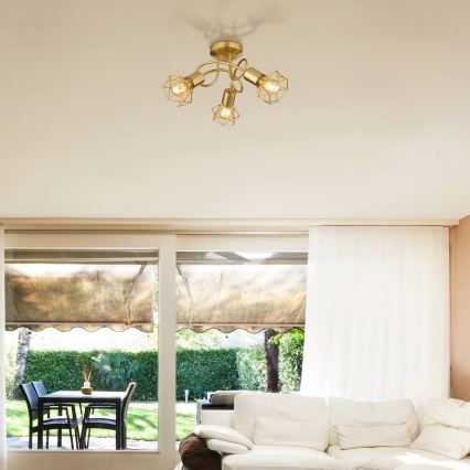 Globo - Ytmonterad ljuskrona 3xE14/40W/230V guld