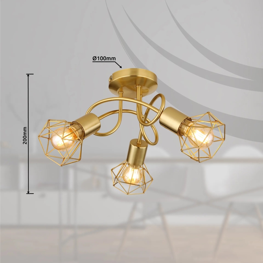 Globo - Ytmonterad ljuskrona 3xE14/40W/230V guld