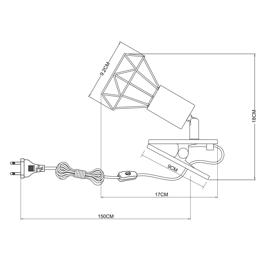 Globo - Vägglampa med klämma 1xE14/40W/230V svart
