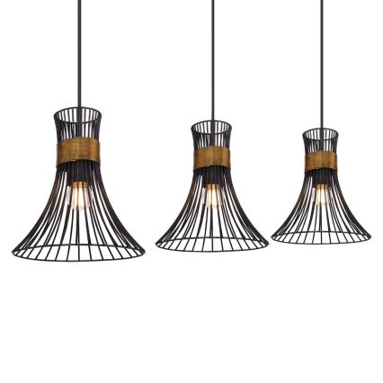 Globo 54814-3H - Ljuskrona med snöre PURRA 3xE27/60W/230V