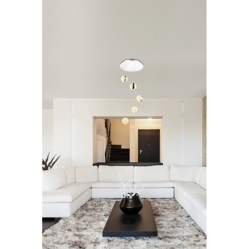 GLOBO - LED ljuskrona med textilsladd 5xLED/10W/230V